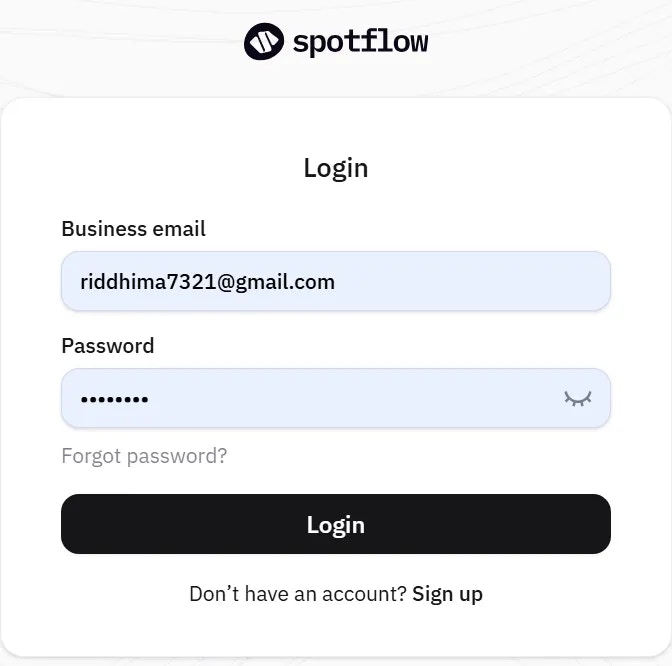 Logging into Spotflow Dashboard