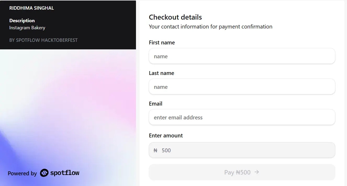 Test Payment Link page