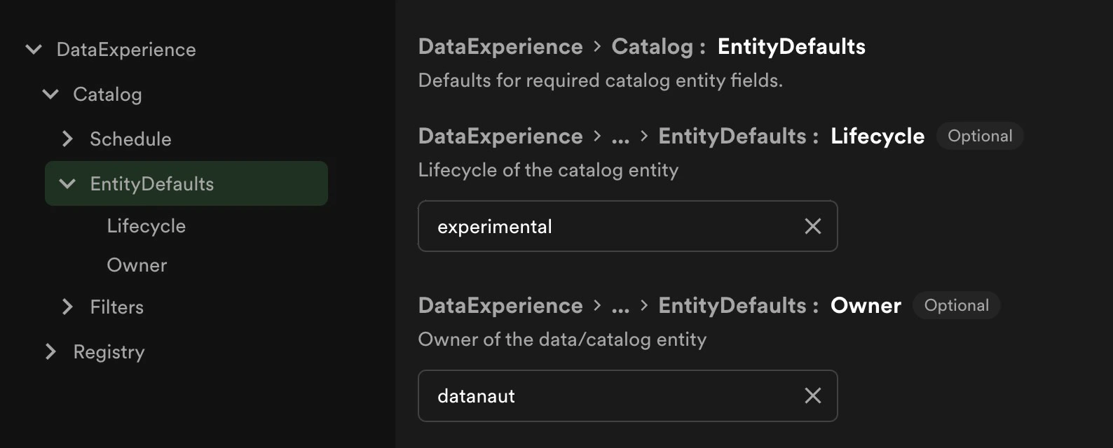 Entity
Defaults