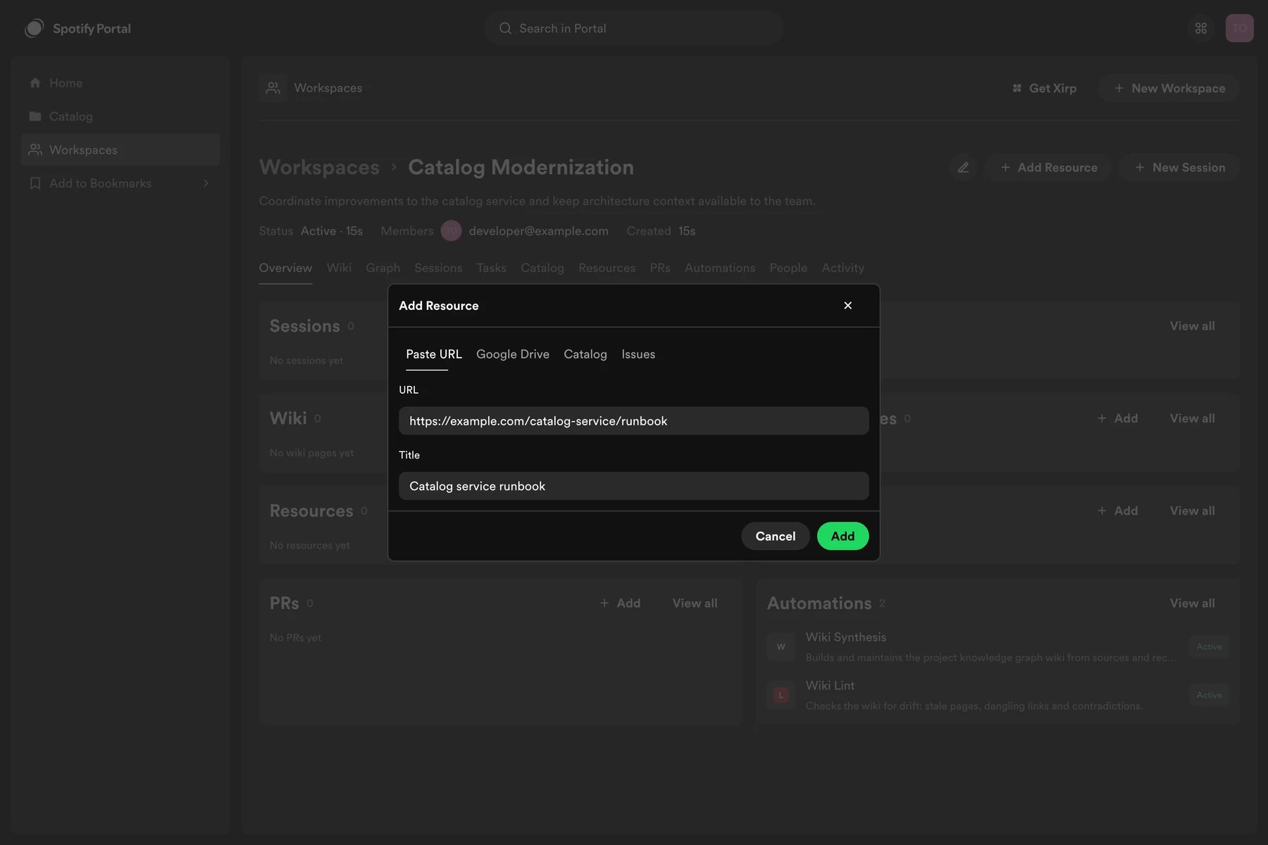 A URL resource ready to add