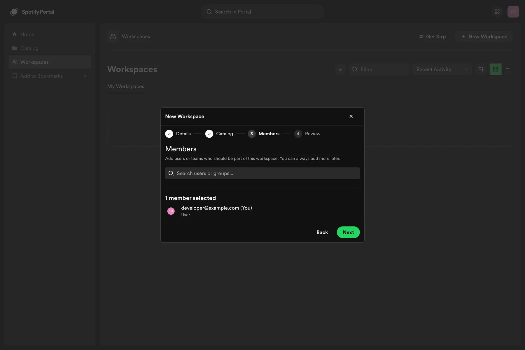 Choose Workspace members