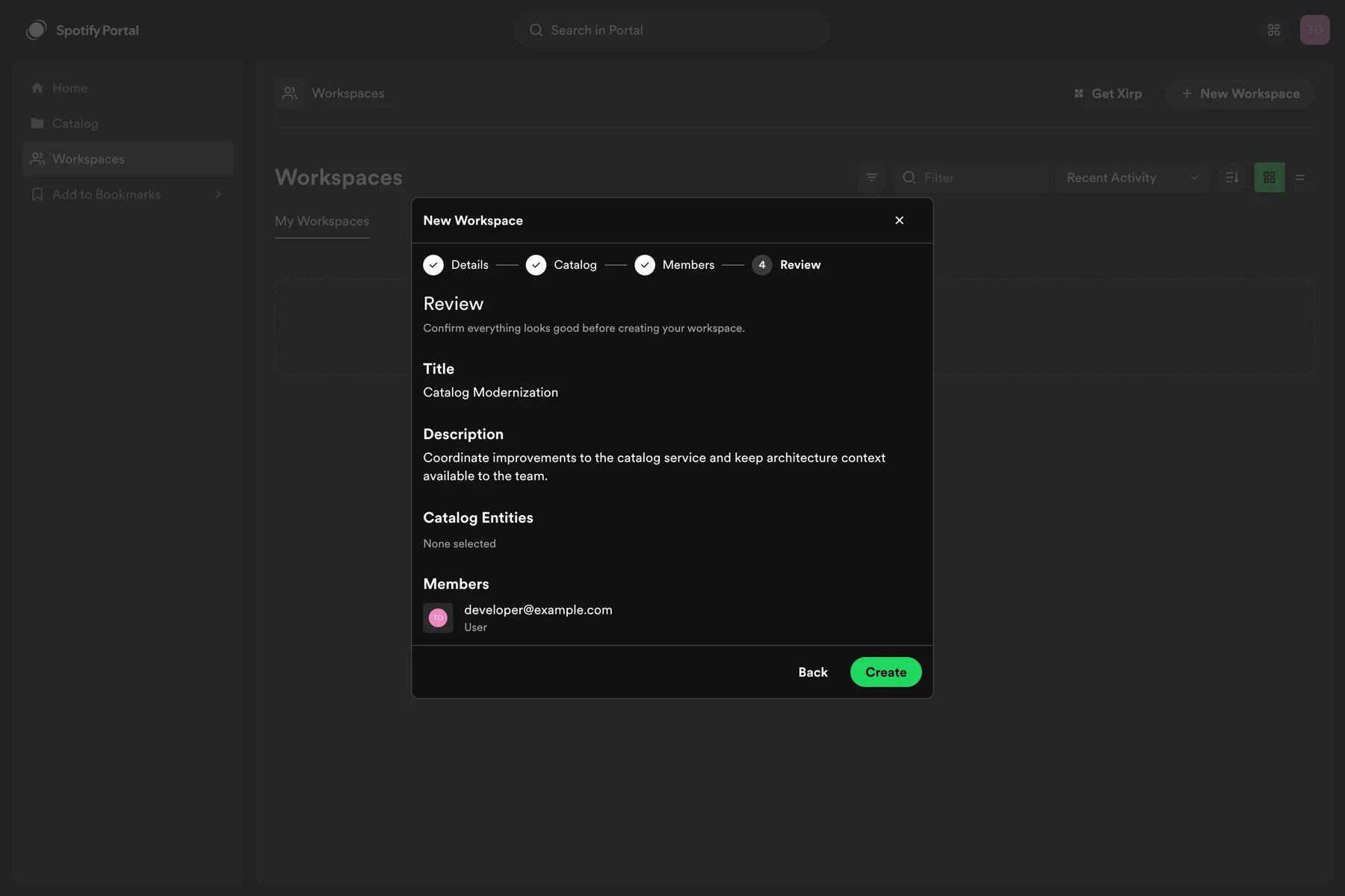 Review a new Workspace