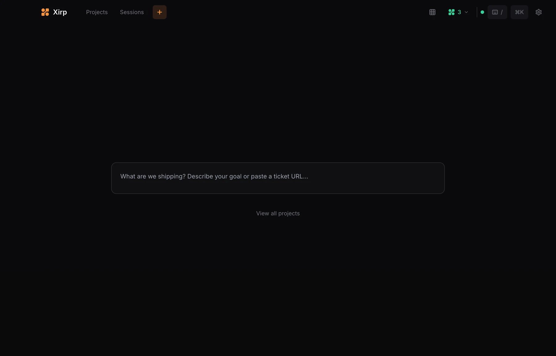 The Xirp home screen