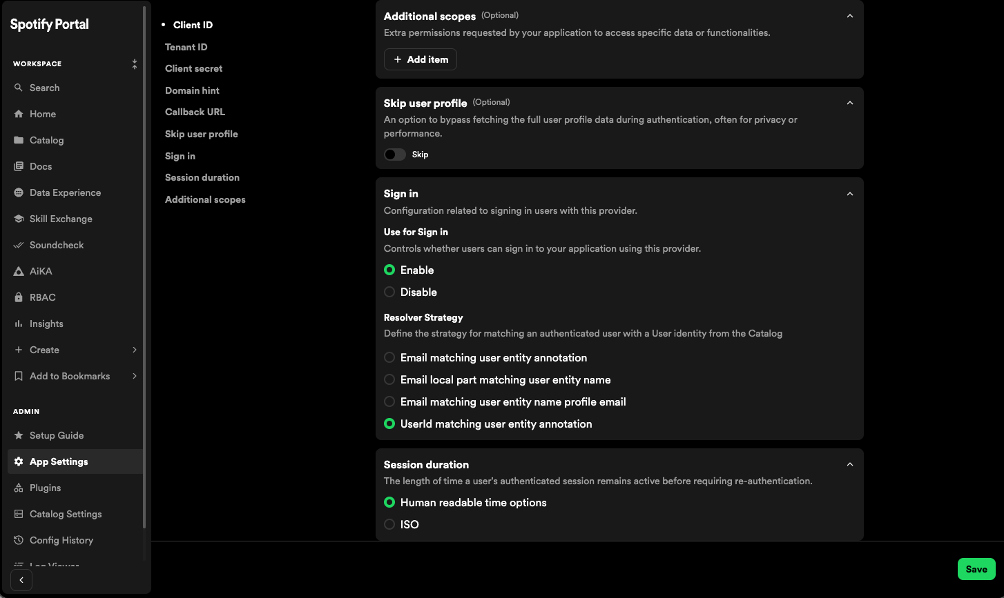 Setup auth provider - Spotify for Backstage