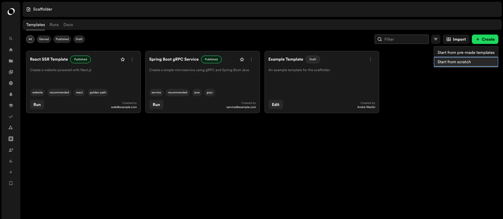 create from scratch button