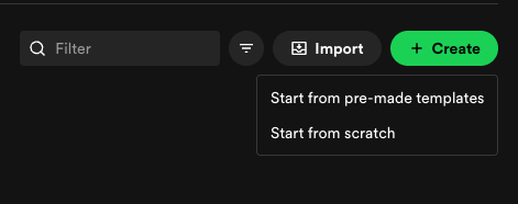 Create dropdown showing pre-made templates
option