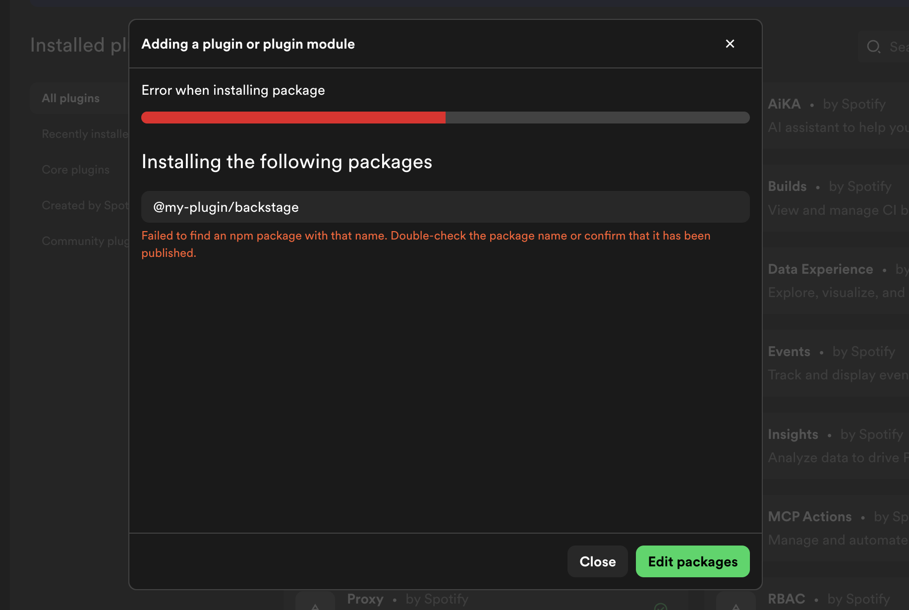 Build Progress - Spotify for Backstage