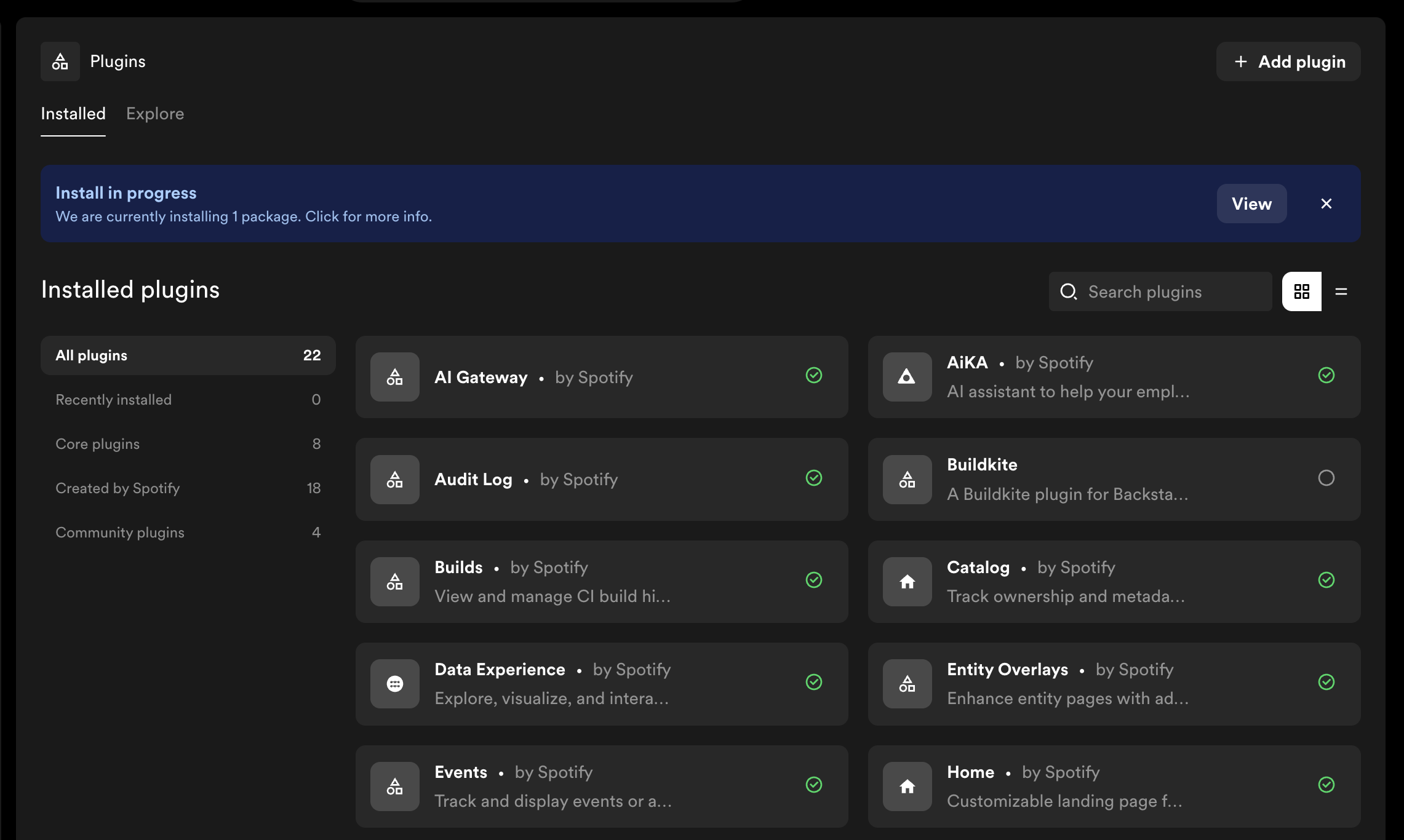 Build Progress - Spotify for Backstage