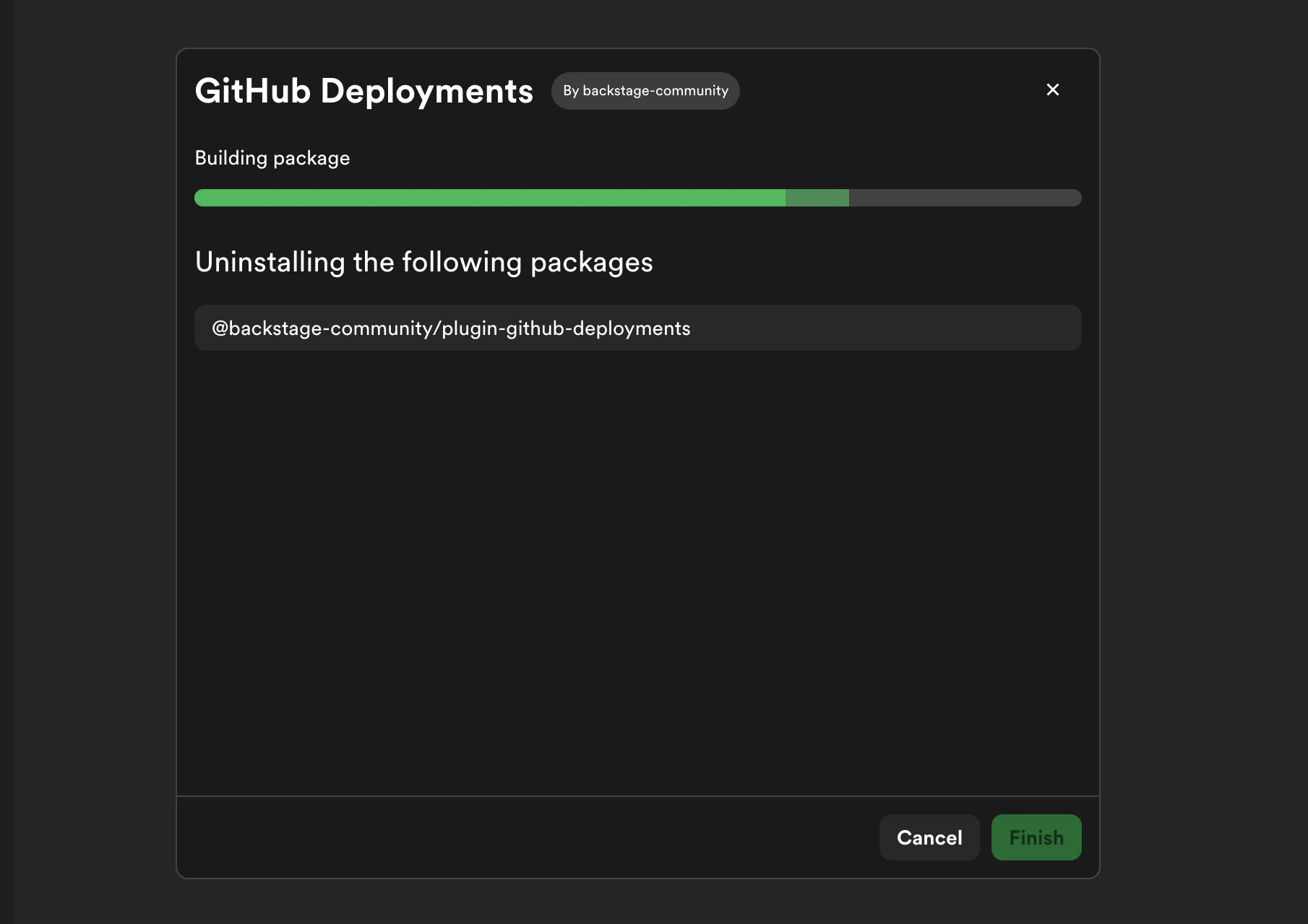 Uninstall build in
progress