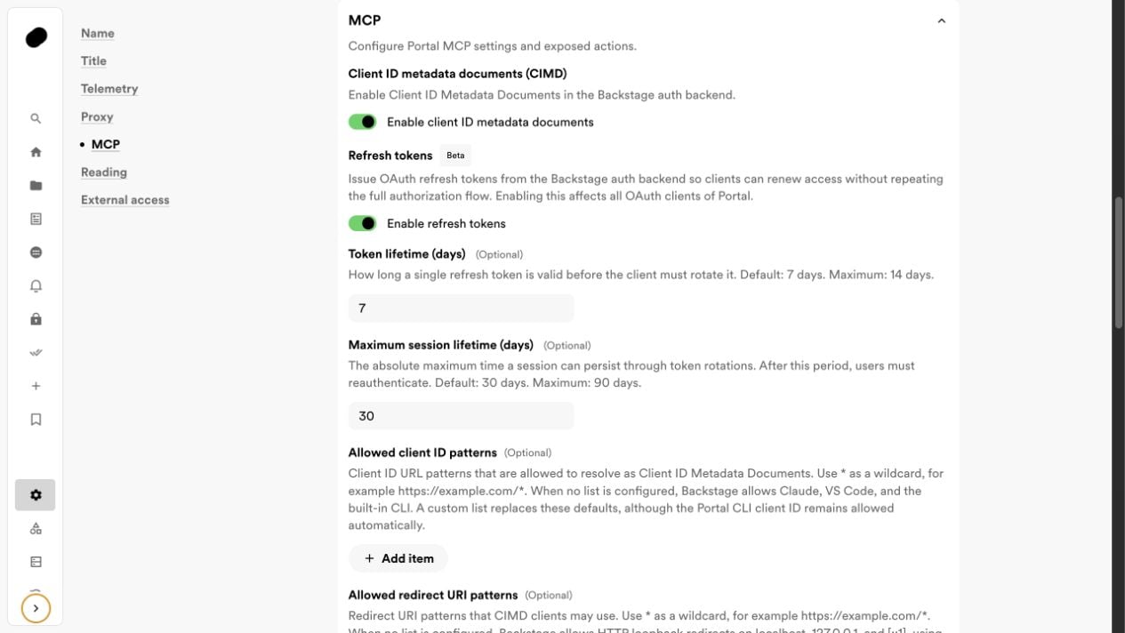 MCP Admin Settings