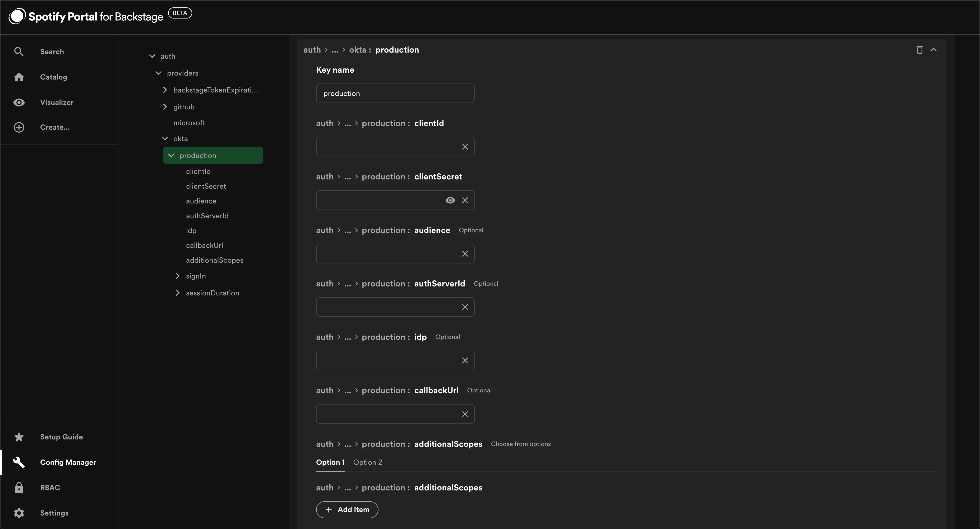 Add app credentials