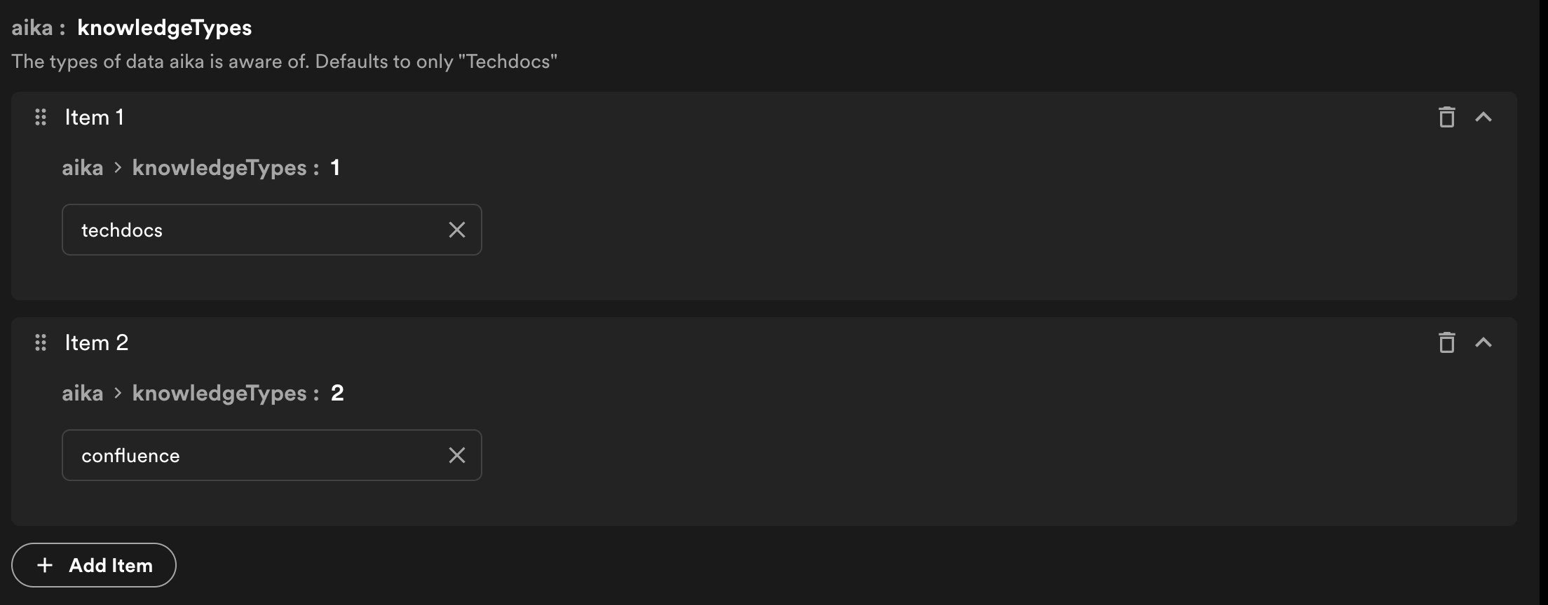 Knowledge Types Configuration
Screenshot