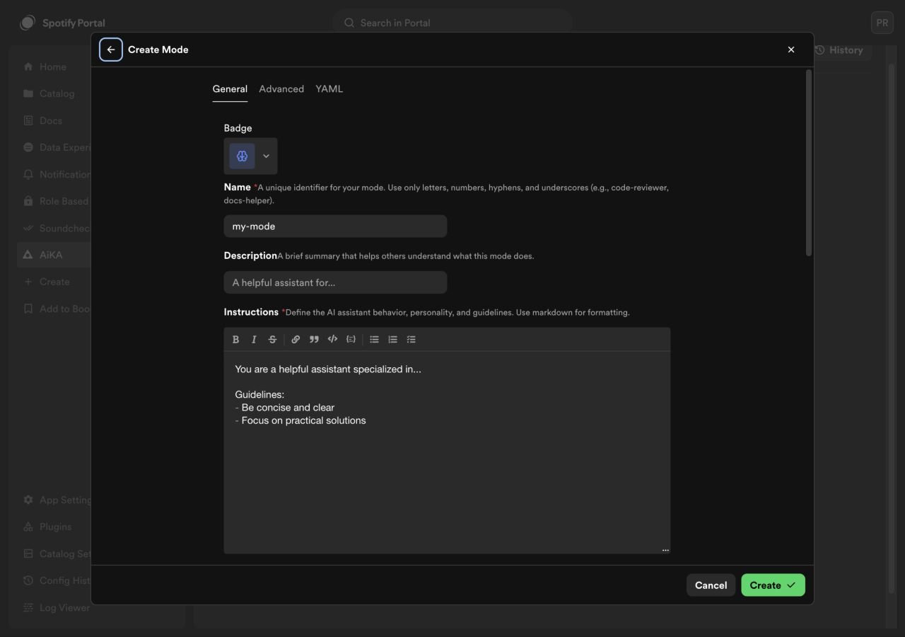 Creating a custom AiKA mode in the mode
editor