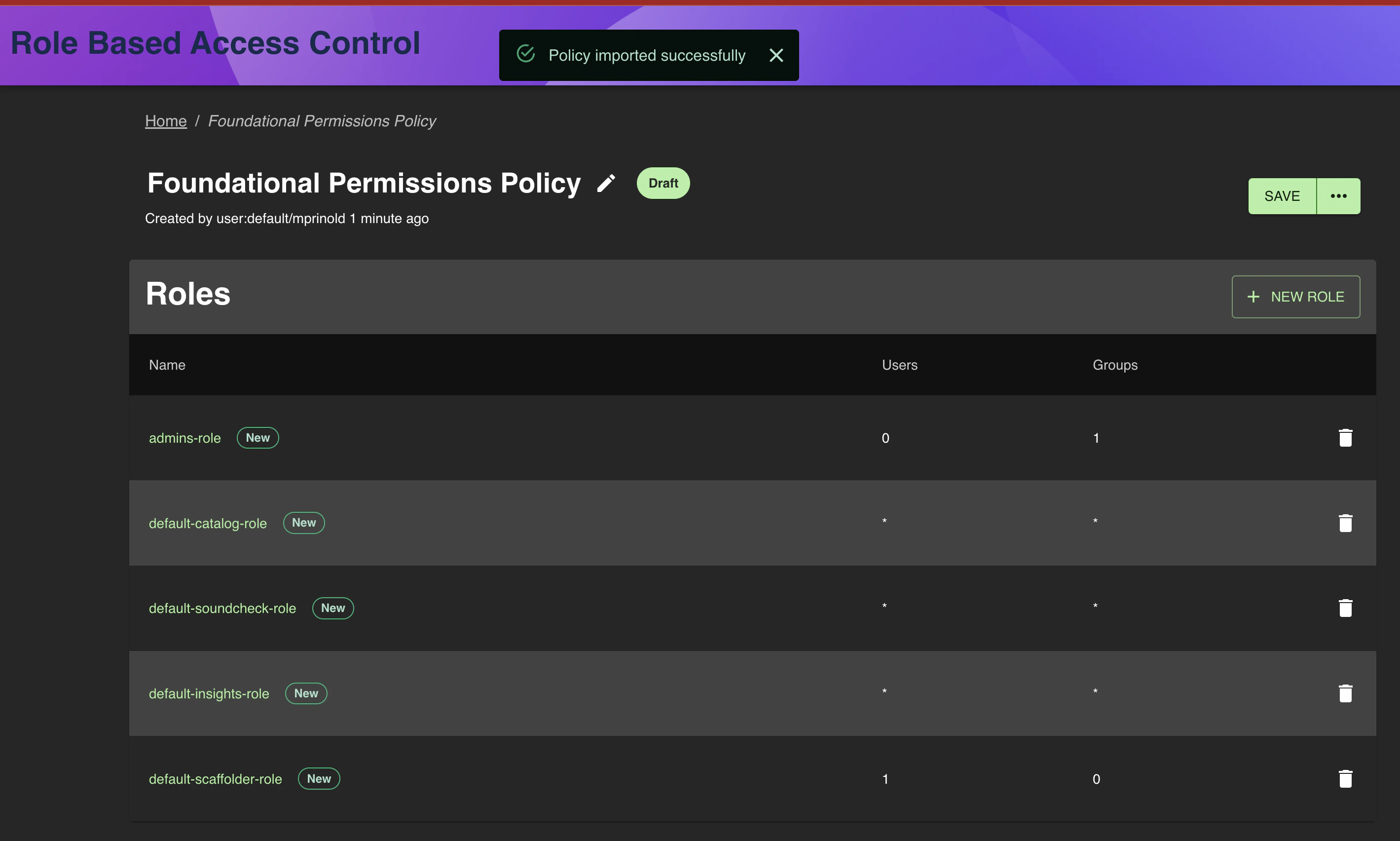 Foundational permission
policy