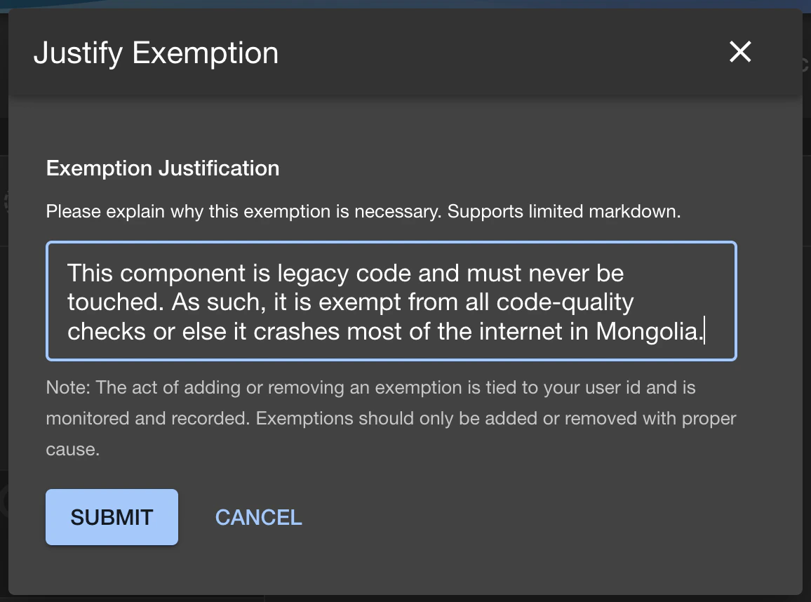 Exemption
Pop-up