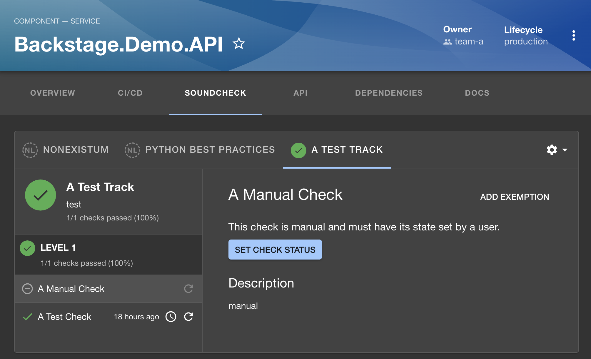 Manual Checks - Spotify for Backstage