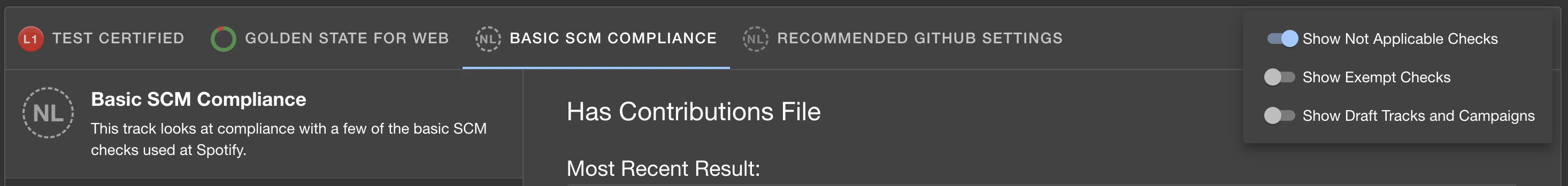 Show Not Applicable
Checks