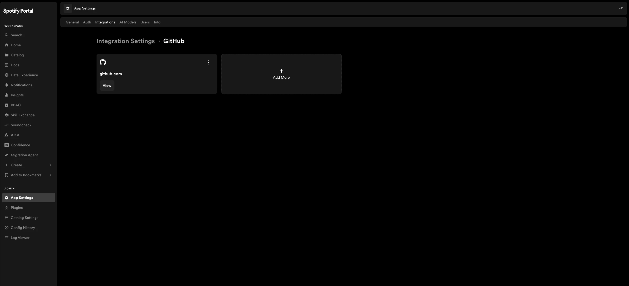 App Settings GitHub token field