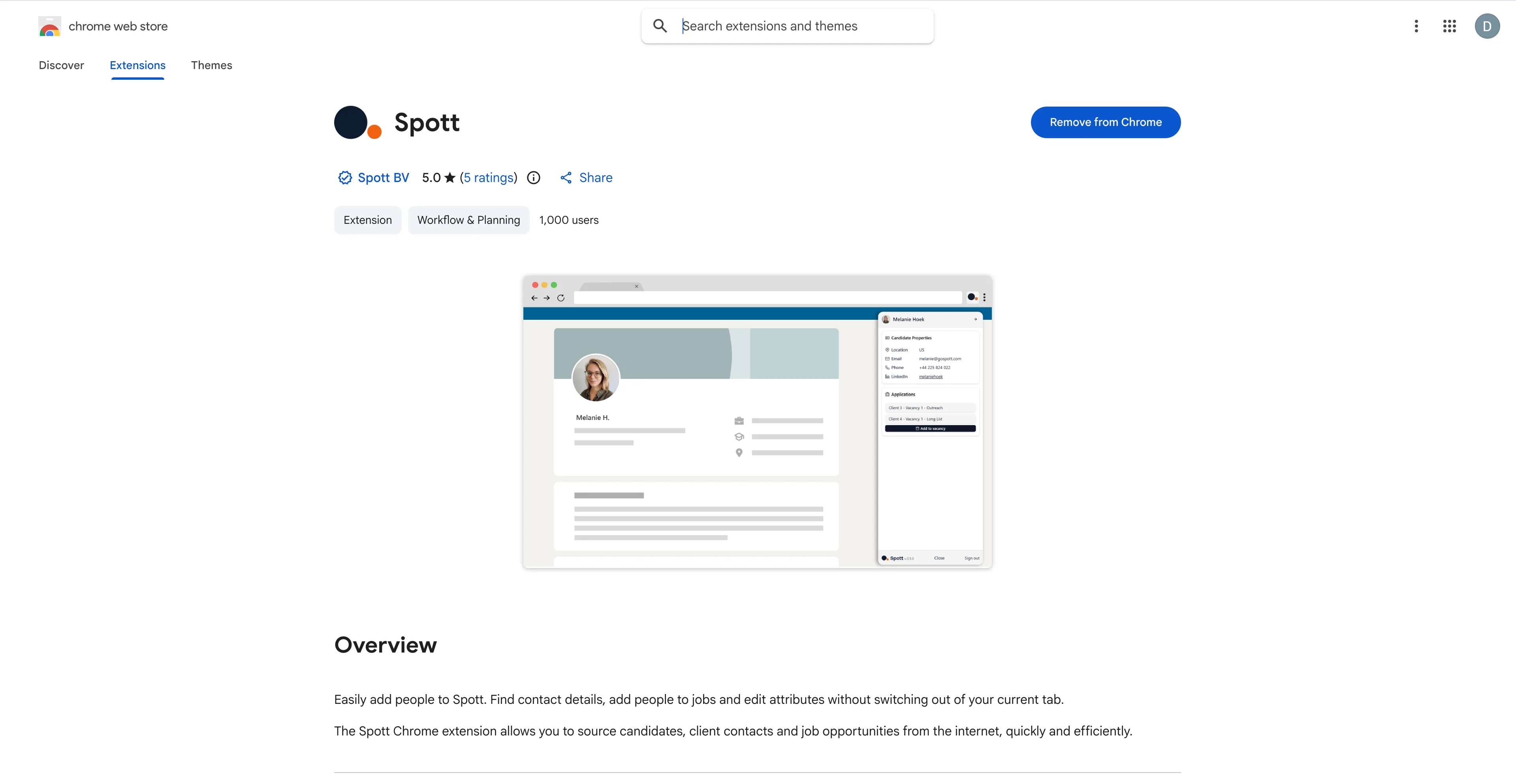 The browser extension card in the Accounts settings