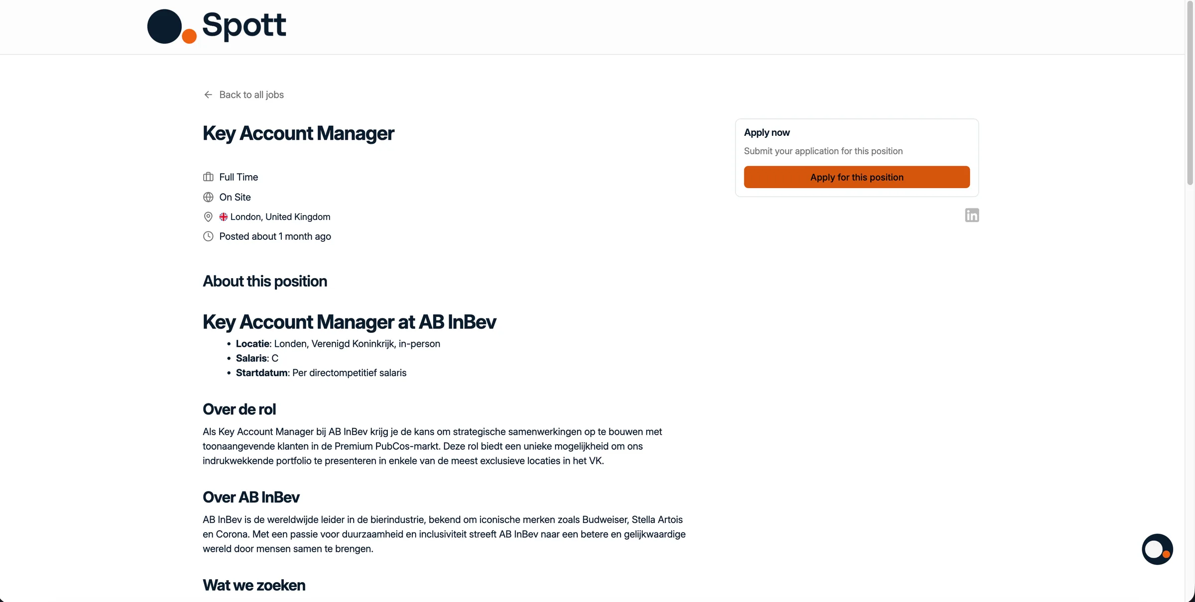 La page publique du jobboard telle qu'un candidat la voit