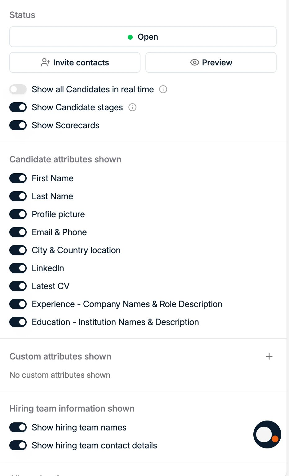 The portal controls with visible fields and invites