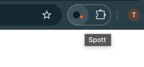L'icône Spott épinglée dans la barre d'outils de Chrome