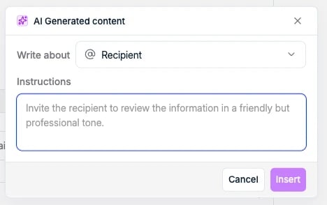 AI-generated content in an email step