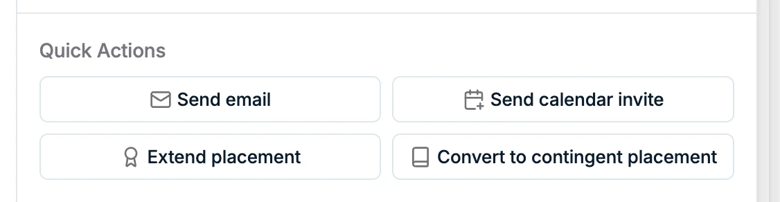 Quick Actions on a contract placement, with Convert to contingent placement