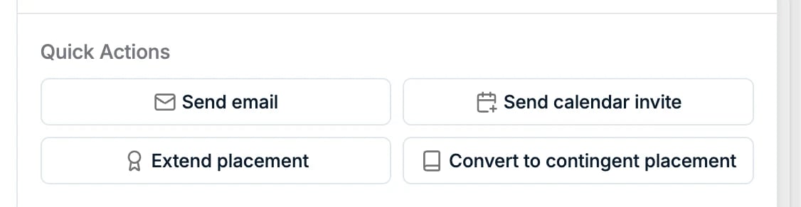 Quick Actions on a contract placement, with Convert to contingent placement