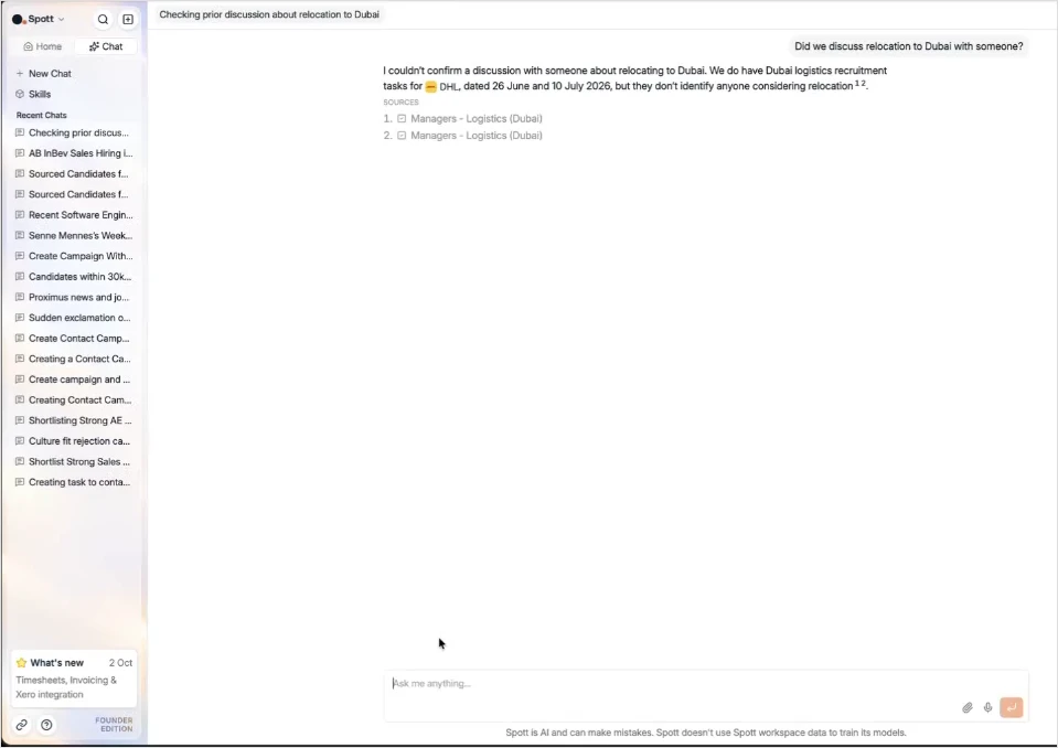 An answer about relocation to Dubai, with its sources listed underneath