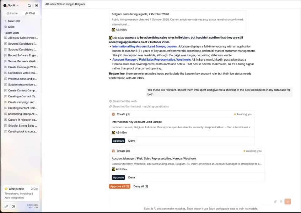 Two Create job approval requests for the roles found online
