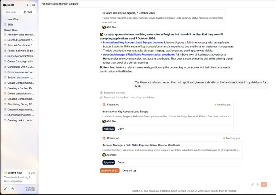 Two Create job approval requests for the roles found online