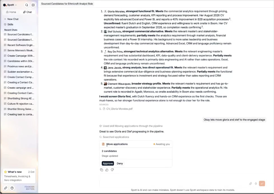 A Move applications approval request for two candidates