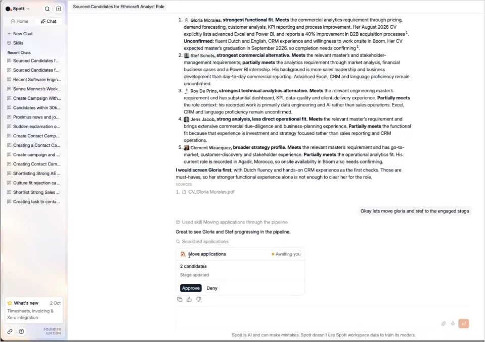 A Move applications approval request for two candidates