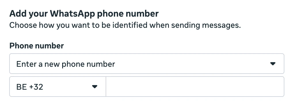 Het Meta-venster dat vraagt om uw WhatsApp-telefoonnummer toe te voegen
