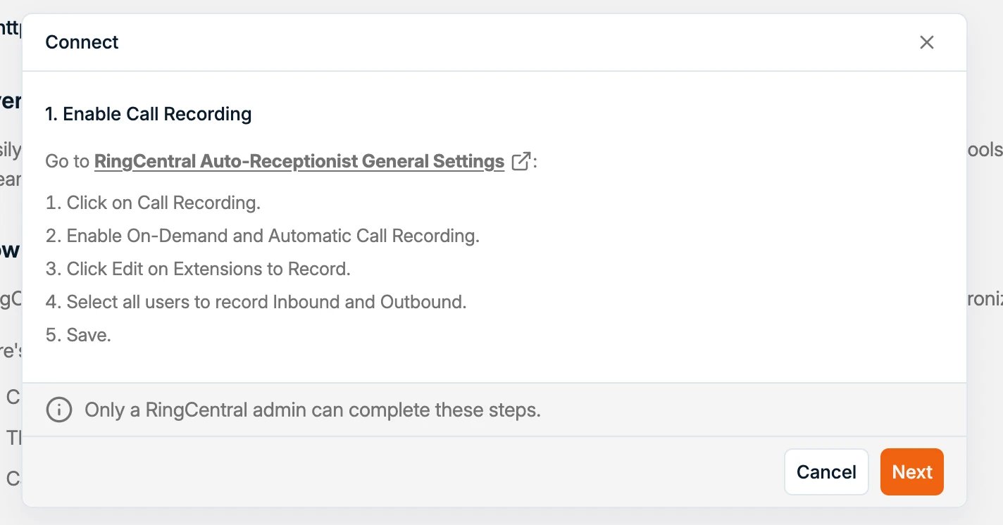The RingCentral JWT credential field