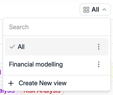The view picker with Create New view