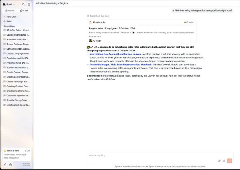Open sales roles at a client found on the web