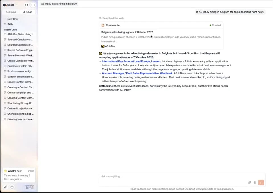 Open sales roles at a client found on the web