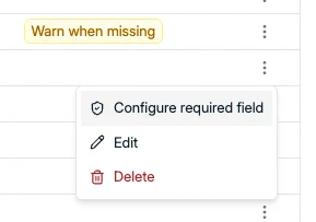 L'option Configure required field sur un attribut
