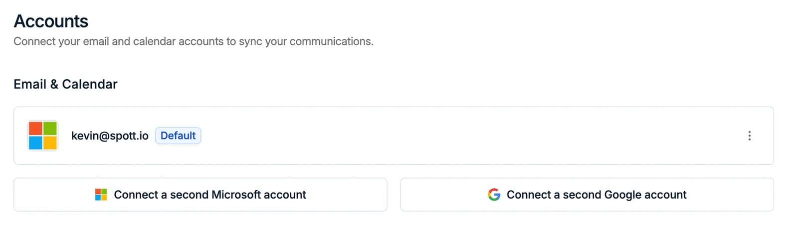A connected email account in Settings > Accounts