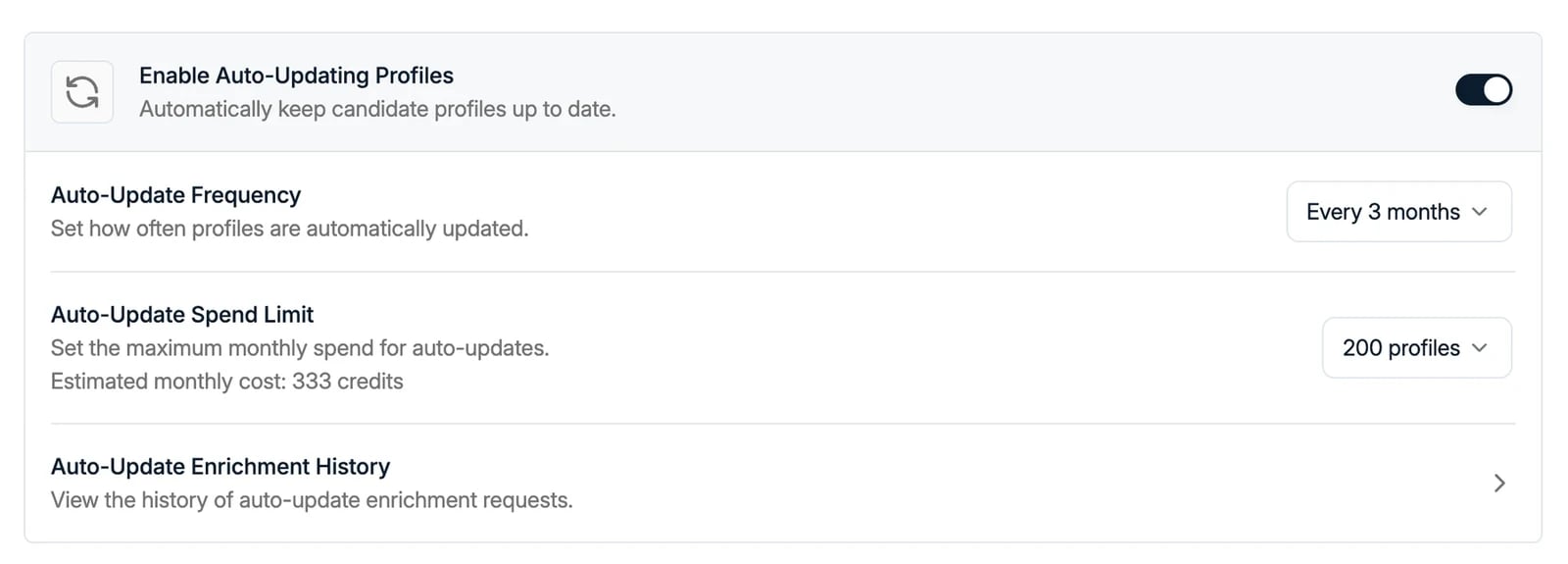 The Auto-Update Profiles settings