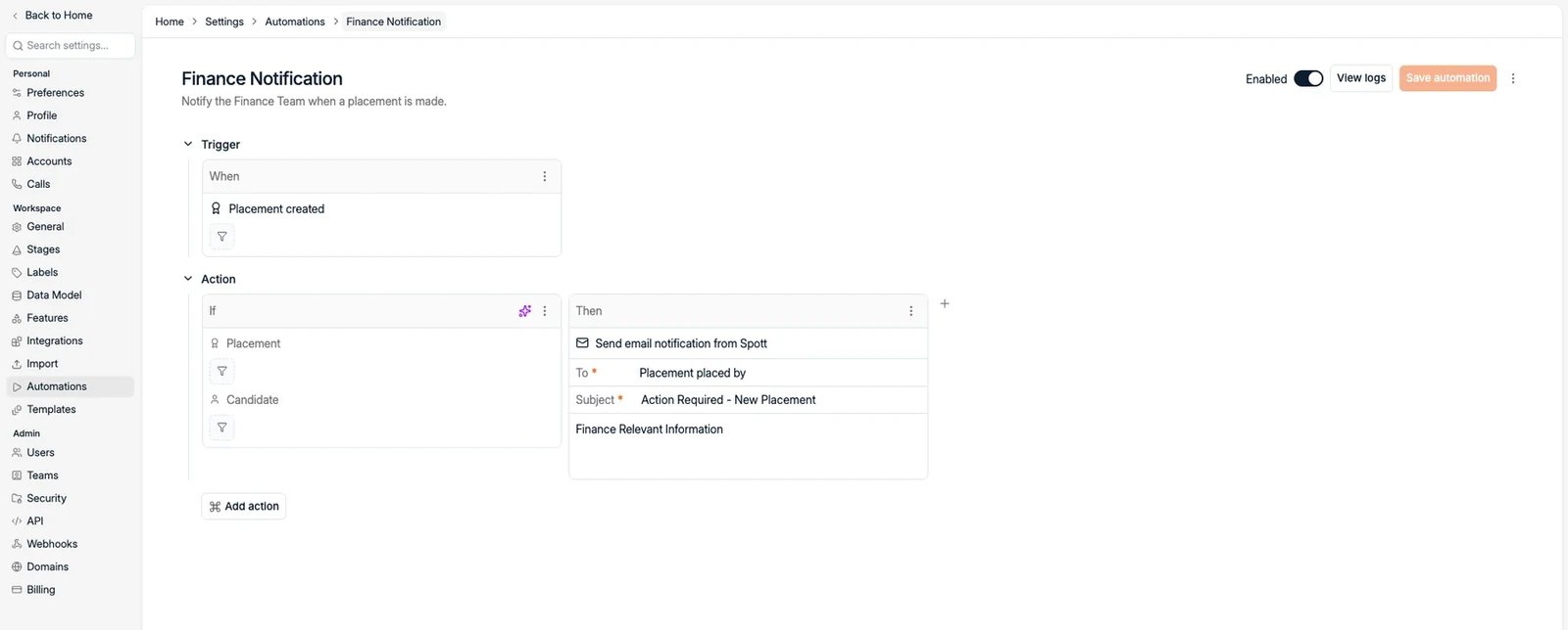 Building an automation: trigger, action, filters
