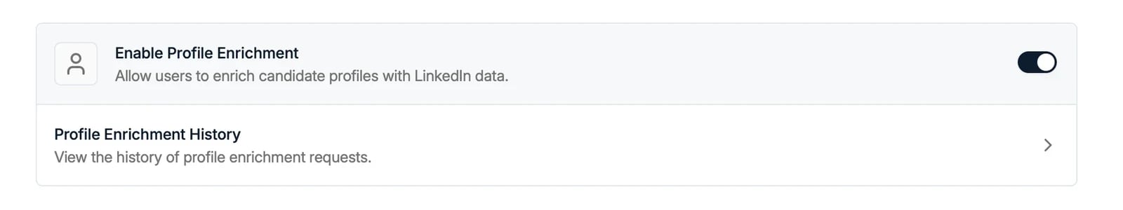 The Enrichment section in Settings > Features