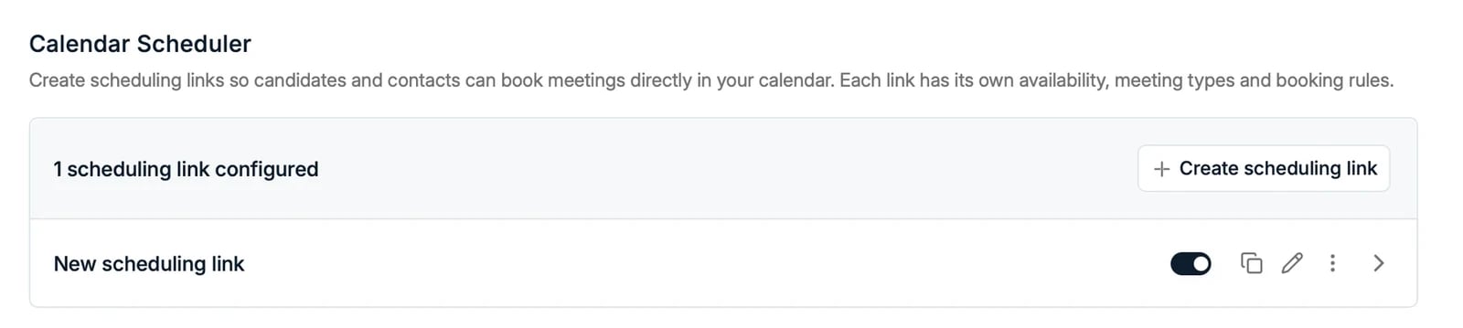 The Scheduler settings with scheduling links
