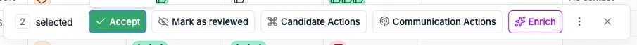 The bulk action bar with Accept, Mark as reviewed, and Enrich