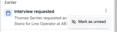 Marking a notification as unread from its menu