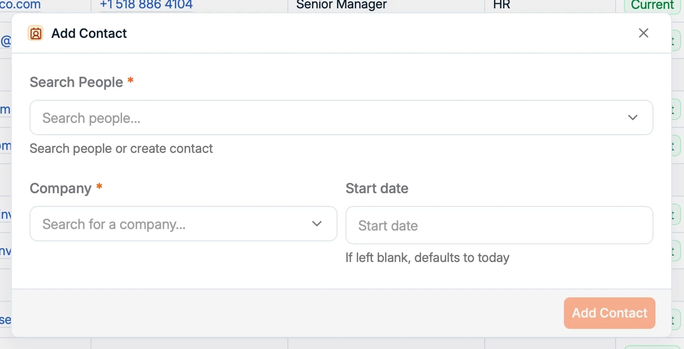 The Add Contact dialog
