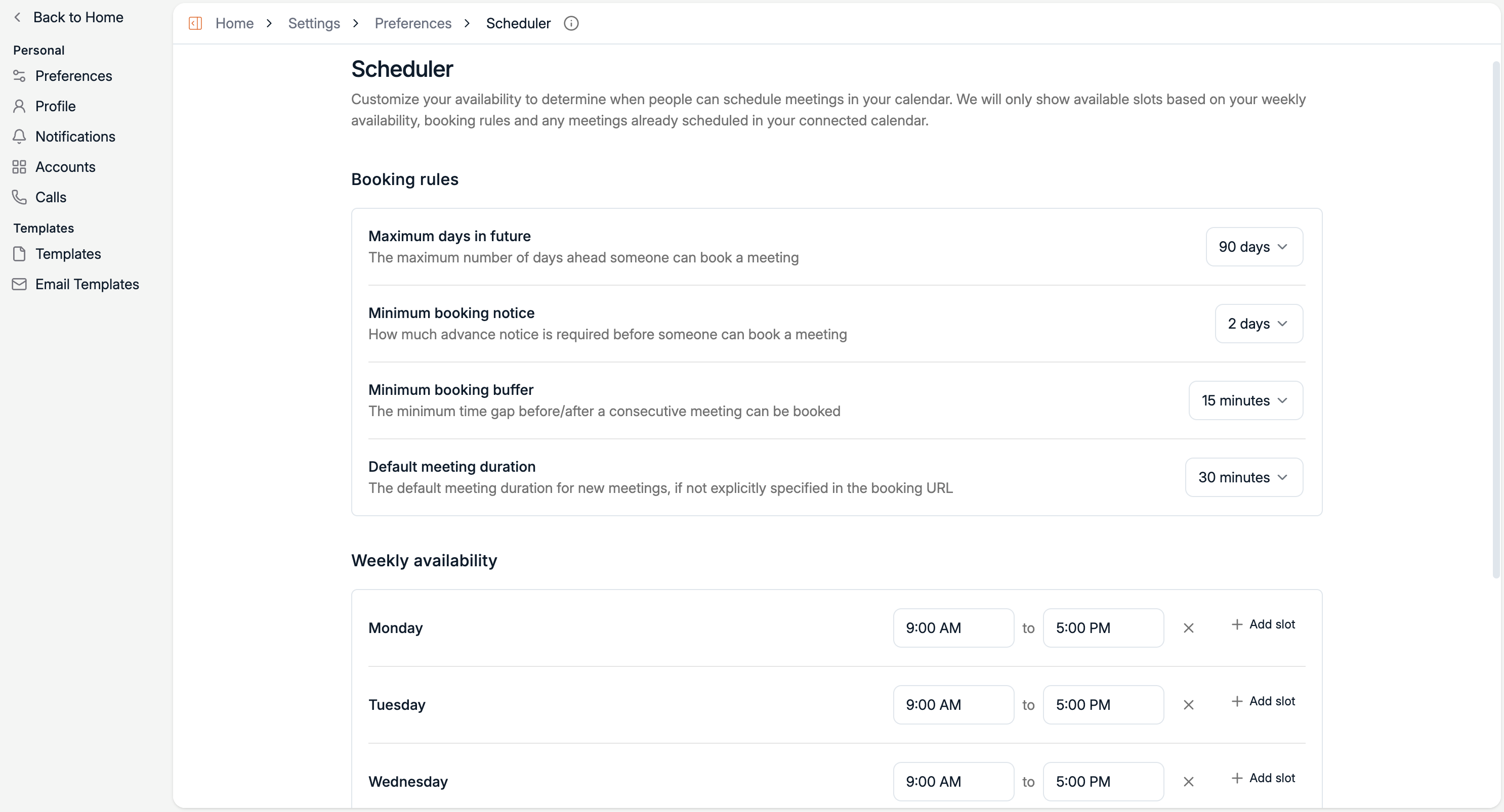 Schedulersettings Pn