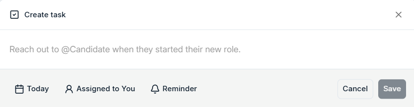 Add Task form with @ linking and Reminder button